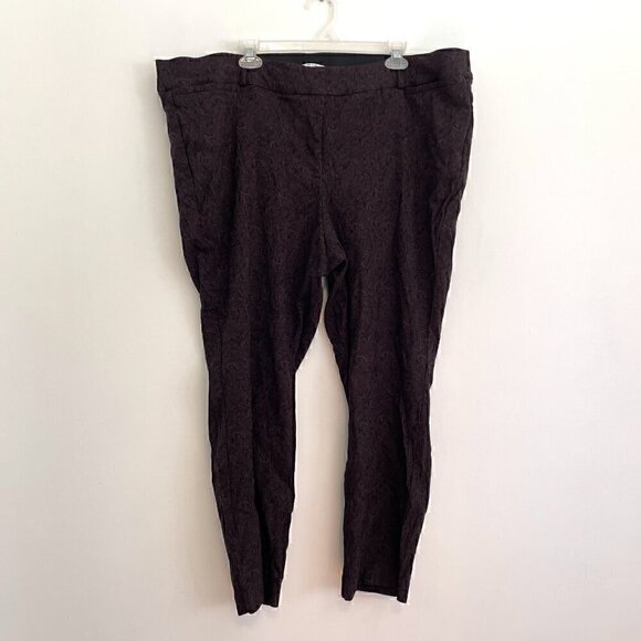 LANE BRYANT Plus Size Allie Skinny Ankle Pants Power Pockets Black Brown Paisley - Picture 2 of 14